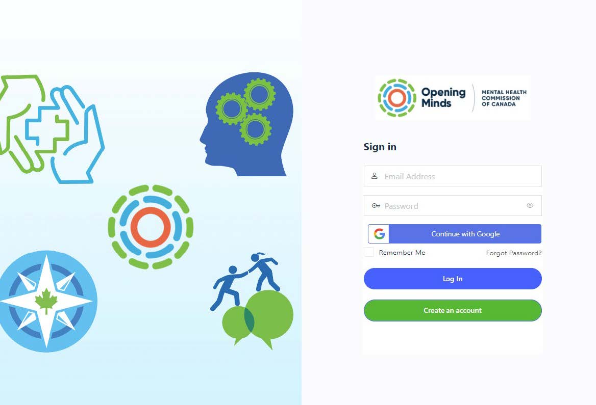 screenshot of Opening Minds LMS login page